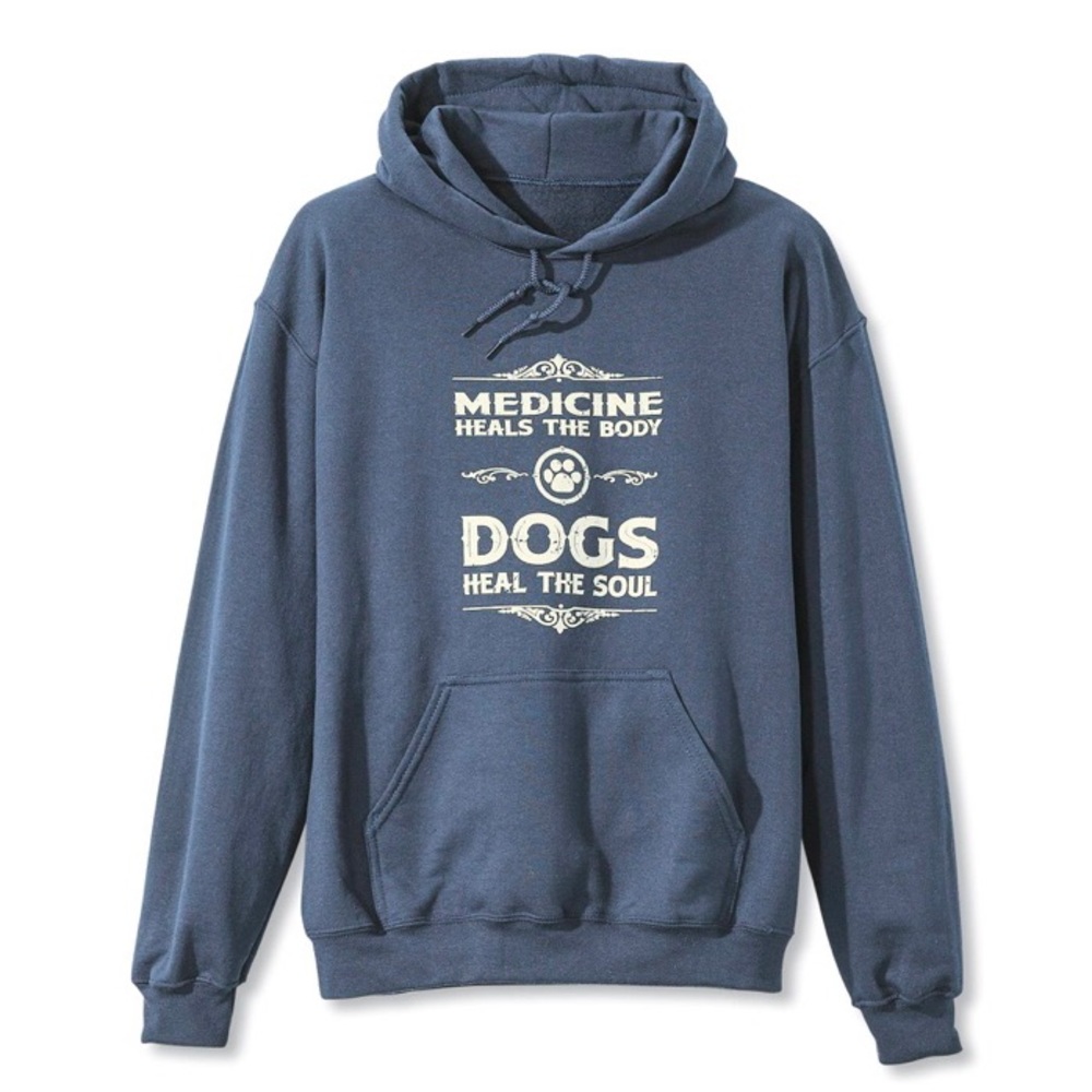 Dog Lovers - sweatshirt/hoodie: “Medicine heals the body, Dogs heal the soul” - Picture 3 of 8